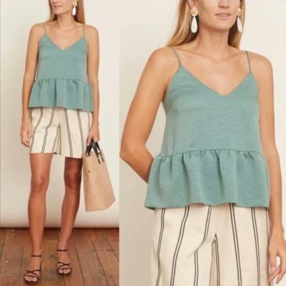 SAMSOE Tops - Samsoe Samsoe Judith Top - Cami - Peplum Blouse - Mint Green - Size M